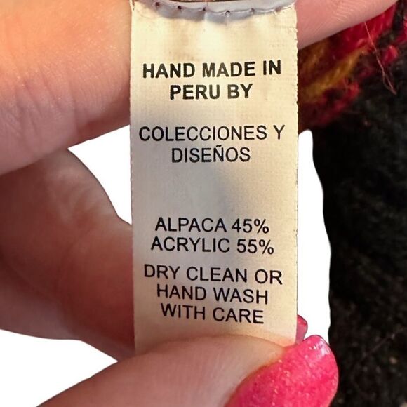 Peru Alpaca Connection- Alpaca Fair Isle Tribal Long Sleeve Sweater, Size Large - Picture 5 of 6